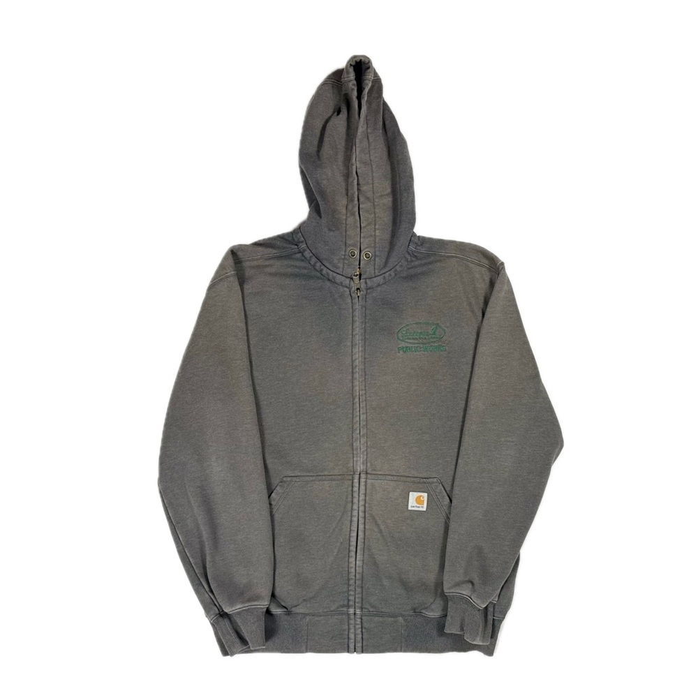 Carhartt Laconia Public Works Grey Full Zip Rain Defender Hoodie Men Large